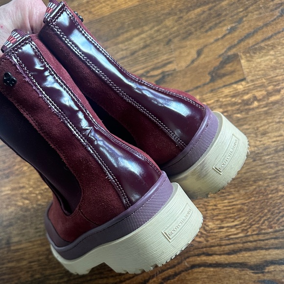 Scotch & Soda Burgundy Ankle  Platform Boots 38 - Picture 4 of 12